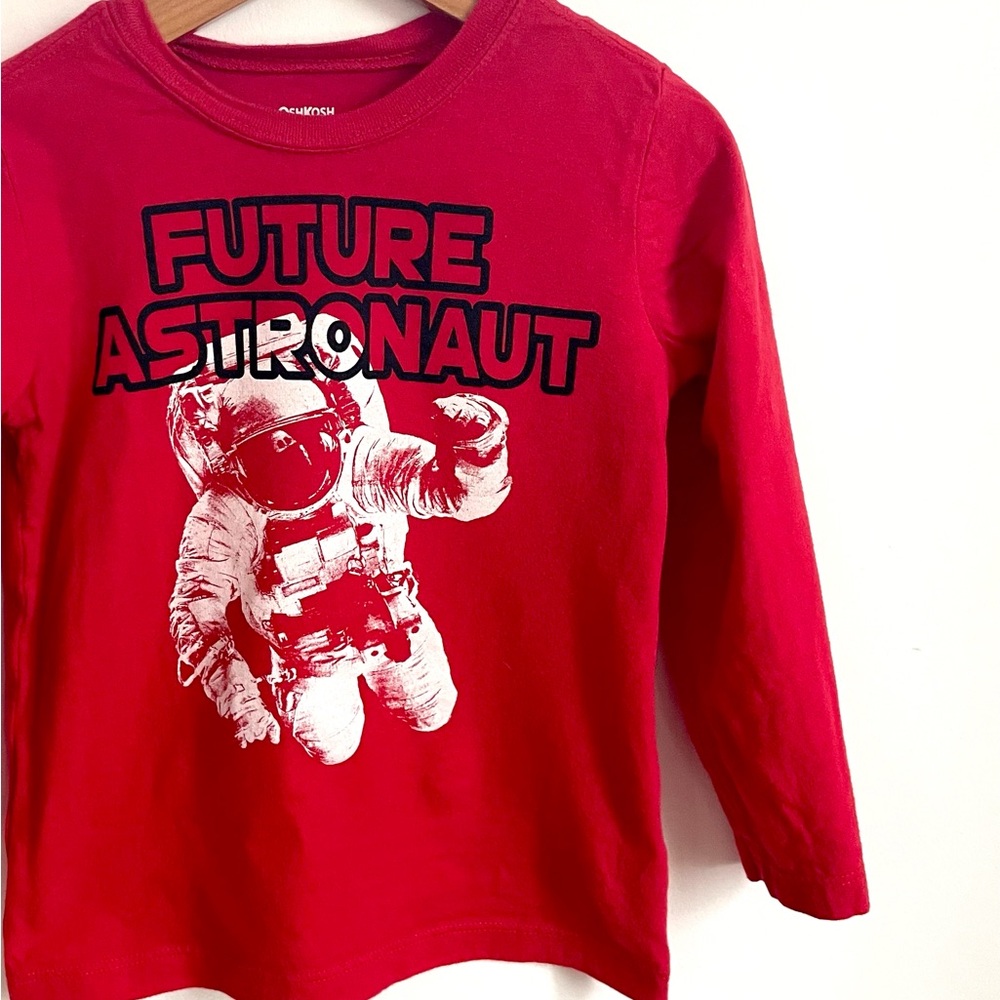 5/$20💥Future Astronaut Unisex Space T-Shirt, Tomato Red, Long Sleeves, Oshkosh